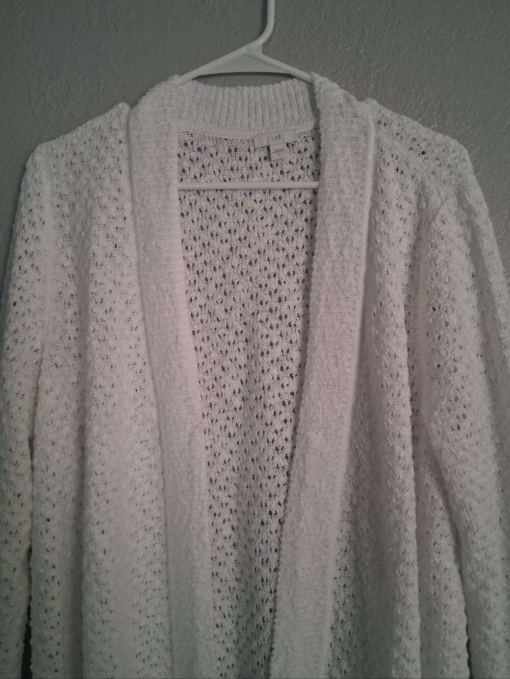 J Jill Open Knit Sweater Cardigan White Light Weight Cotton Blend XL - Picture 2 of 6